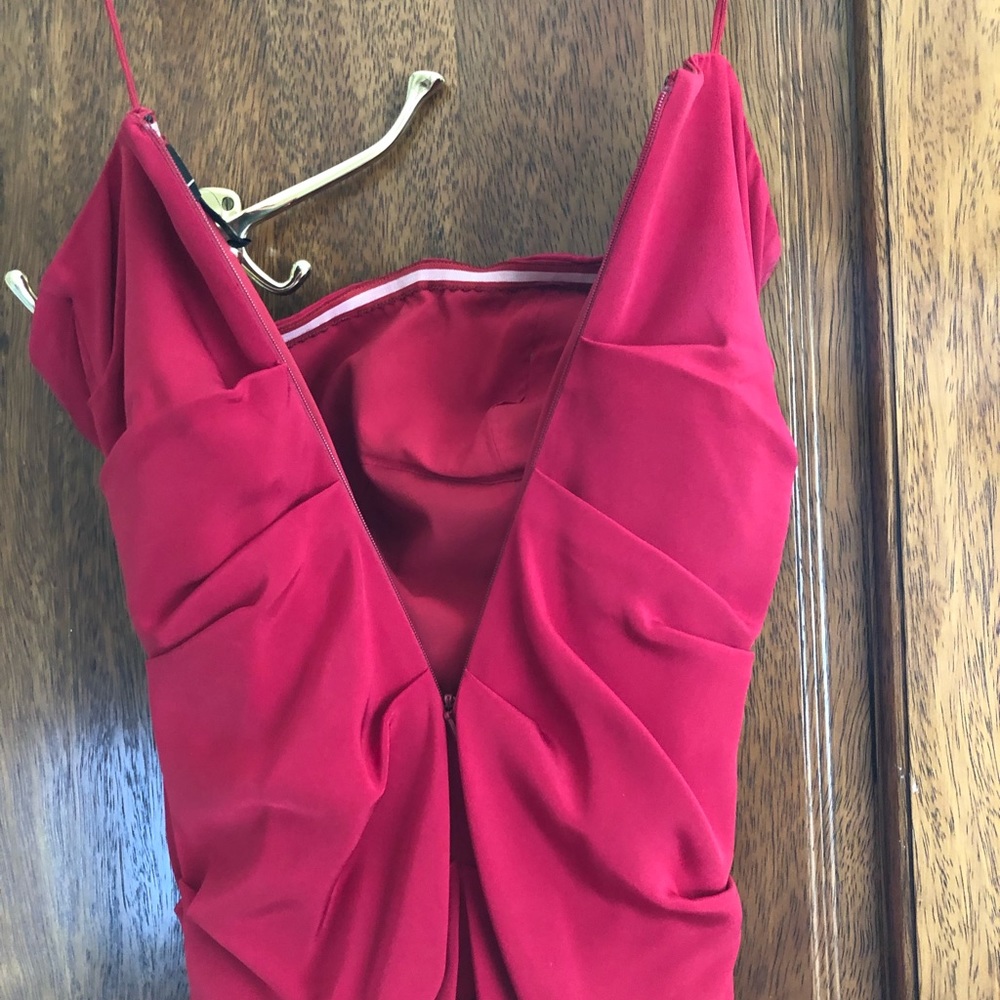 Nicole Miller ruched strapless red gown size 2